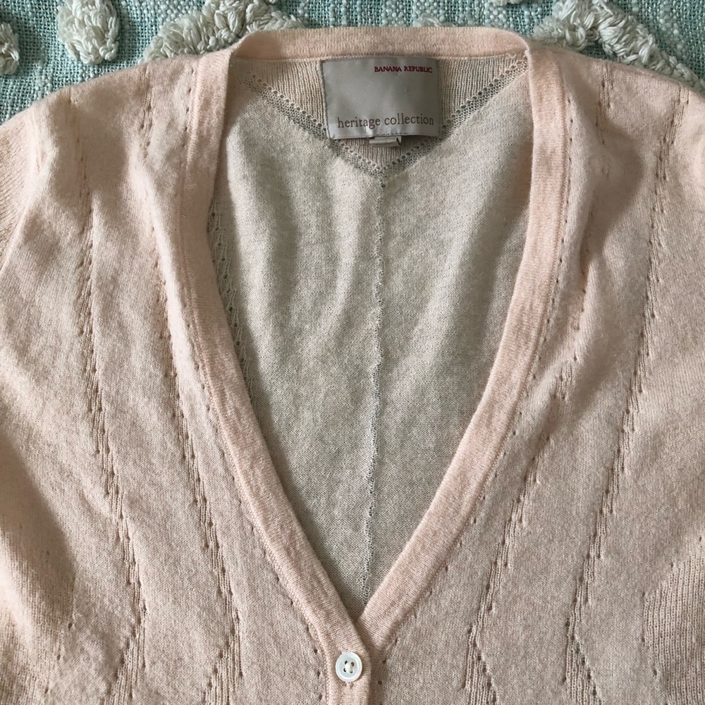 Banana Republic Pale Pink V-Neck Button Cardigan Heritage Collection size xs - Picture 4 of 8